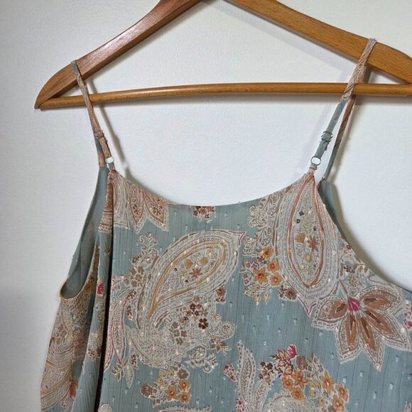 LIKE NEW BLUE RAIN FLORAL BOHO V NECK TANK TOP SIZE SMALL - Picture 9 of 15